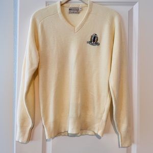 Vintage 80s St Pauli Girl Men’s Yellow V Neck Golf Sweater Sz.M
